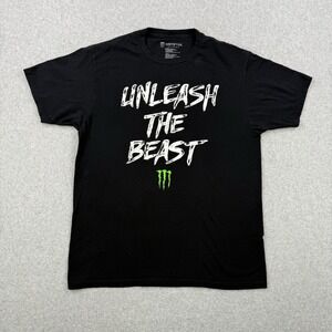 Monster Energy Shirt Mens Large Black Unleash The Beast Graphic Tee Short Sleeve